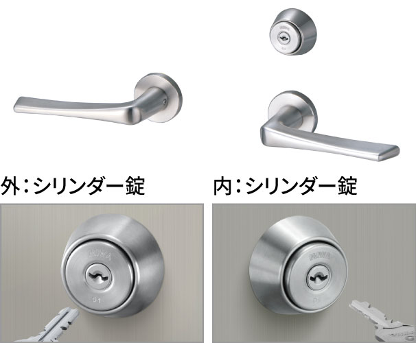 LMN-03 内外両面シリンダー錠仕様 ●内外ともキーを使用して施解錠します。　三協アルミ　門扉　モダン　おしゃれ　エクステリア　愛知・名古屋の外構専門店パートナーホームのエクステリア　製品一覧　シャトレナⅡハイタイプ　|パートナーホーム