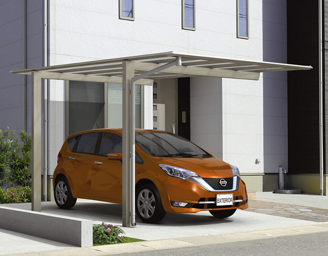 三協アルミ　カーポート　モダン　おしゃれ　エクステリア　愛知・名古屋の外構専門店パートナーホームのエクステリア　製品一覧　スカイリード　耐積雪量20cm仕様：片側支持タイプ|パートナーホーム