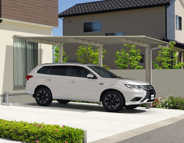 三協アルミ　カーポート　モダン　おしゃれ　エクステリア　愛知・名古屋の外構専門店パートナーホームのエクステリア　製品一覧　スカイリード　耐積雪量30cm仕様：片側支持タイプ|パートナーホーム