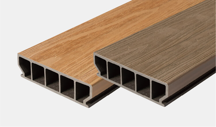 タカショー　ウッドデッキ　モダン　おしゃれ　エクステリア　愛知・名古屋の外構専門店パートナーホームのエクステリア　製品一覧　エバーエコウッド リアル　　床板195mm幅仕様 NEW 幅の広い195幅で木柄がより際立ちます。|パートナーホーム