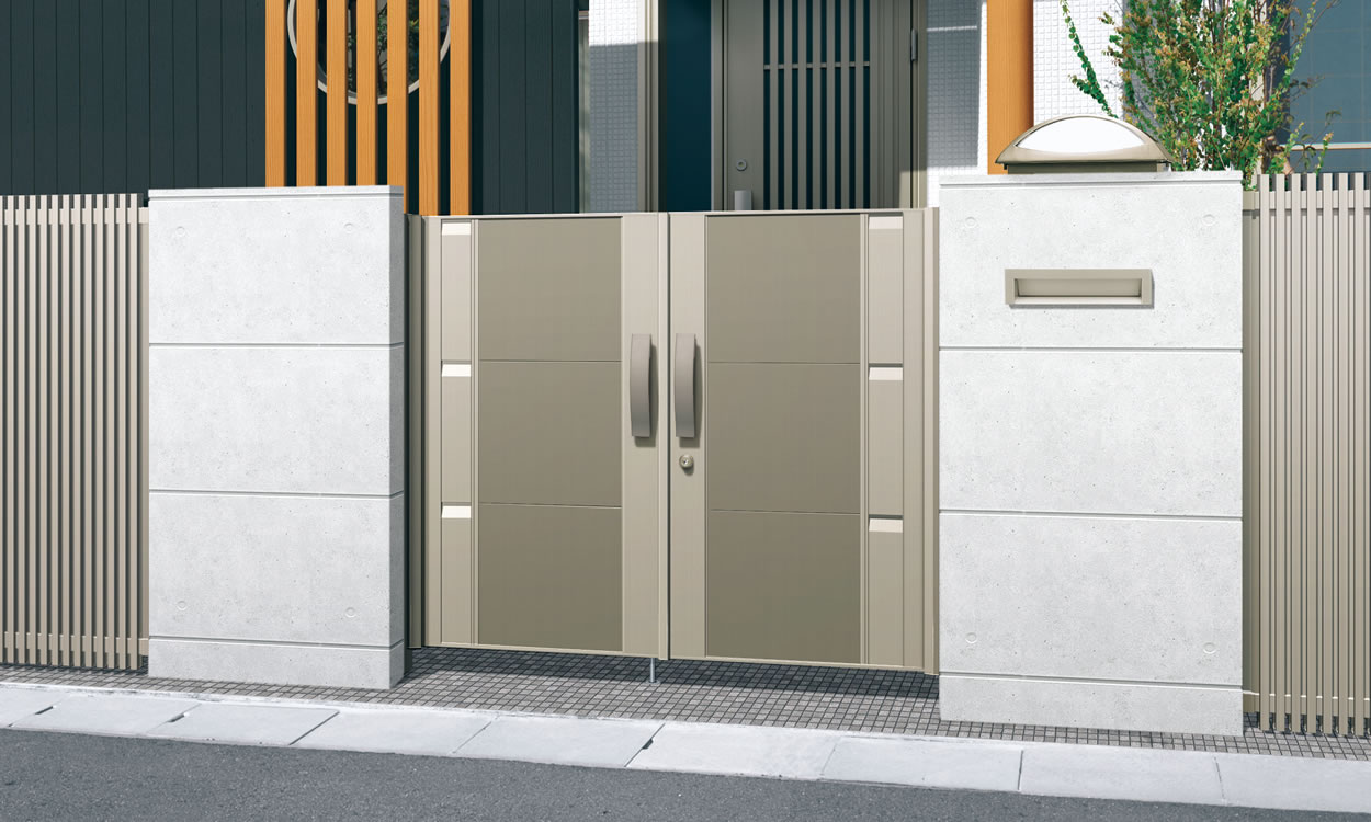 3型 アーバングレー／0814　三協アルミ　門扉　モダン　おしゃれ　エクステリア　愛知・名古屋の外構専門店パートナーホームのエクステリア　製品一覧　形材門扉　J.モダン　|パートナーホーム