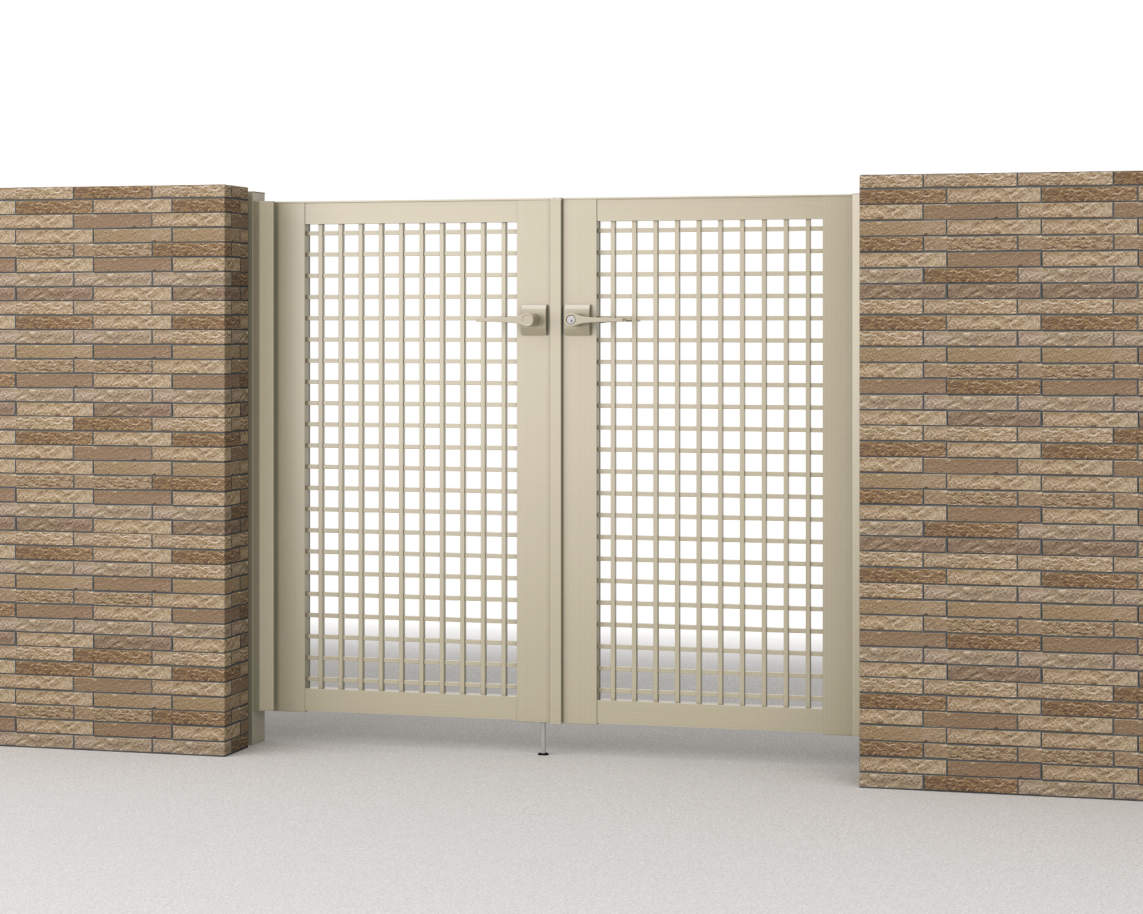 0712/すき間ガード（吊元側）/アーバングレー（UC）　三協アルミ　門扉　モダン　おしゃれ　エクステリア　愛知・名古屋の外構専門店パートナーホームのエクステリア　製品一覧　形材門扉　レジリア　TY型（マス格子）|パートナーホーム