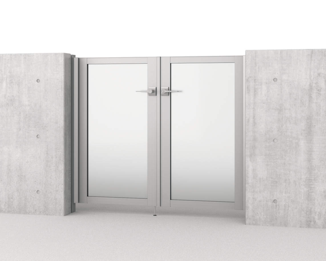 0712/すき間ガード（吊元側）/サンシルバー（SLC）　三協アルミ　門扉　モダン　おしゃれ　エクステリア　愛知・名古屋の外構専門店パートナーホームのエクステリア　製品一覧　形材門扉　レジリア　SP型（採光パネル）|パートナーホーム