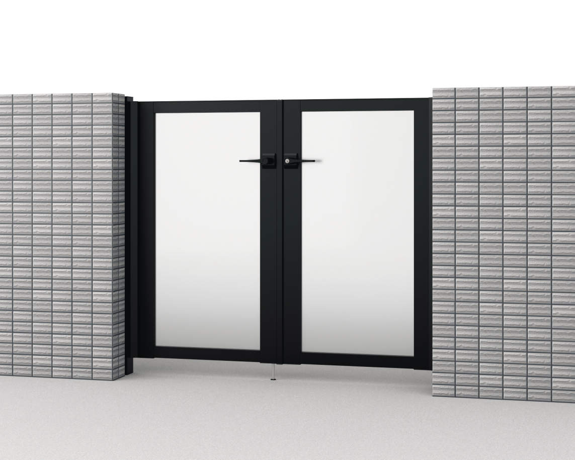 0712/すき間ガード（吊元側）/ブラック（KC）　三協アルミ　門扉　モダン　おしゃれ　エクステリア　愛知・名古屋の外構専門店パートナーホームのエクステリア　製品一覧　形材門扉　レジリア　SP型（採光パネル）|パートナーホーム