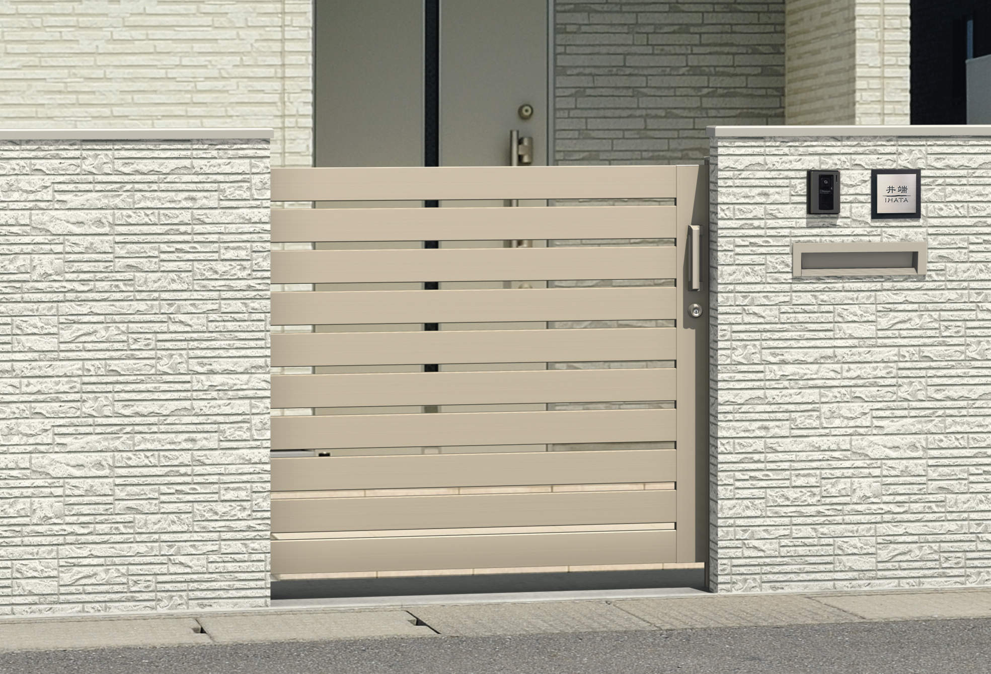 SRN-3　アーバングレー（UC）　三協アルミ　門まわり　モダン　おしゃれ　エクステリア　愛知・名古屋の外構専門店パートナーホームのエクステリア　製品一覧　スライド門扉　レナード　|パートナーホーム