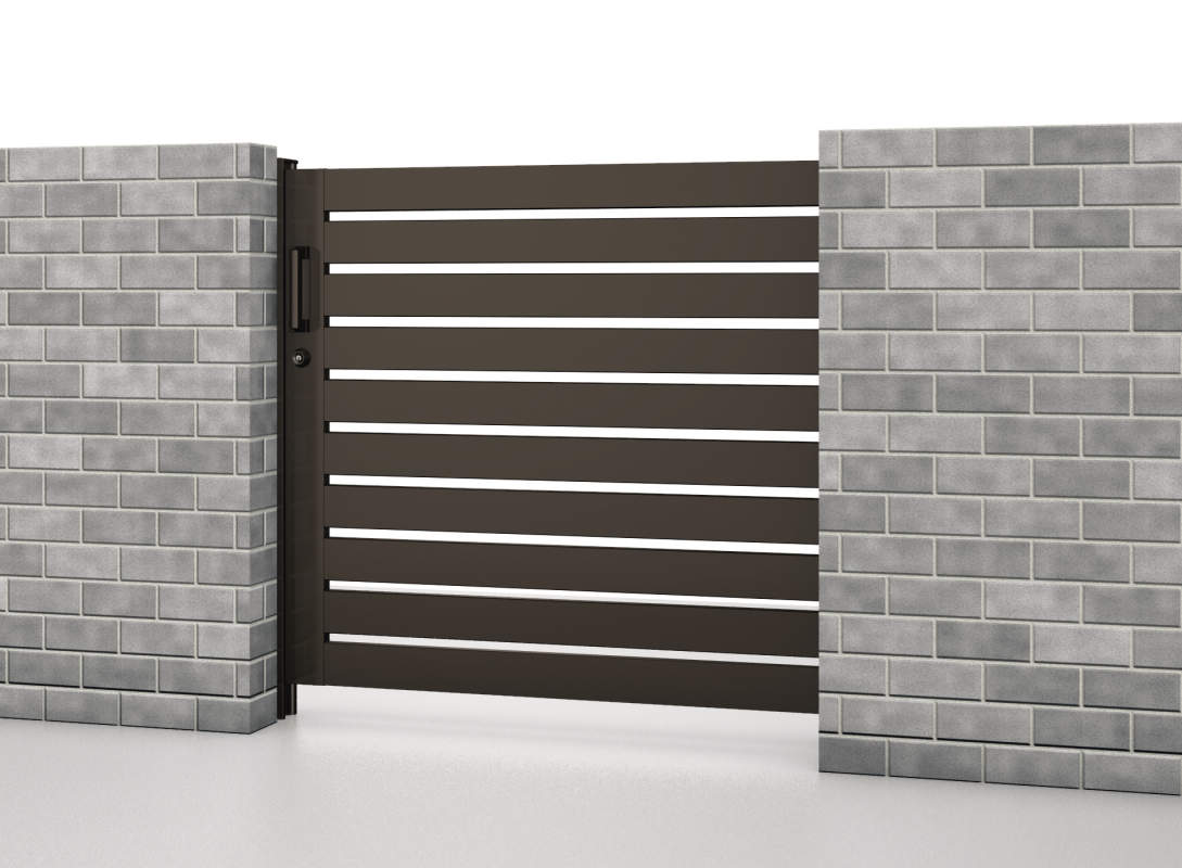 ダークブロンズ（BD）　SRN-M3　三協アルミ　門まわり　モダン　おしゃれ　エクステリア　愛知・名古屋の外構専門店パートナーホームのエクステリア　製品一覧　スライド門扉　レナード　|パートナーホーム