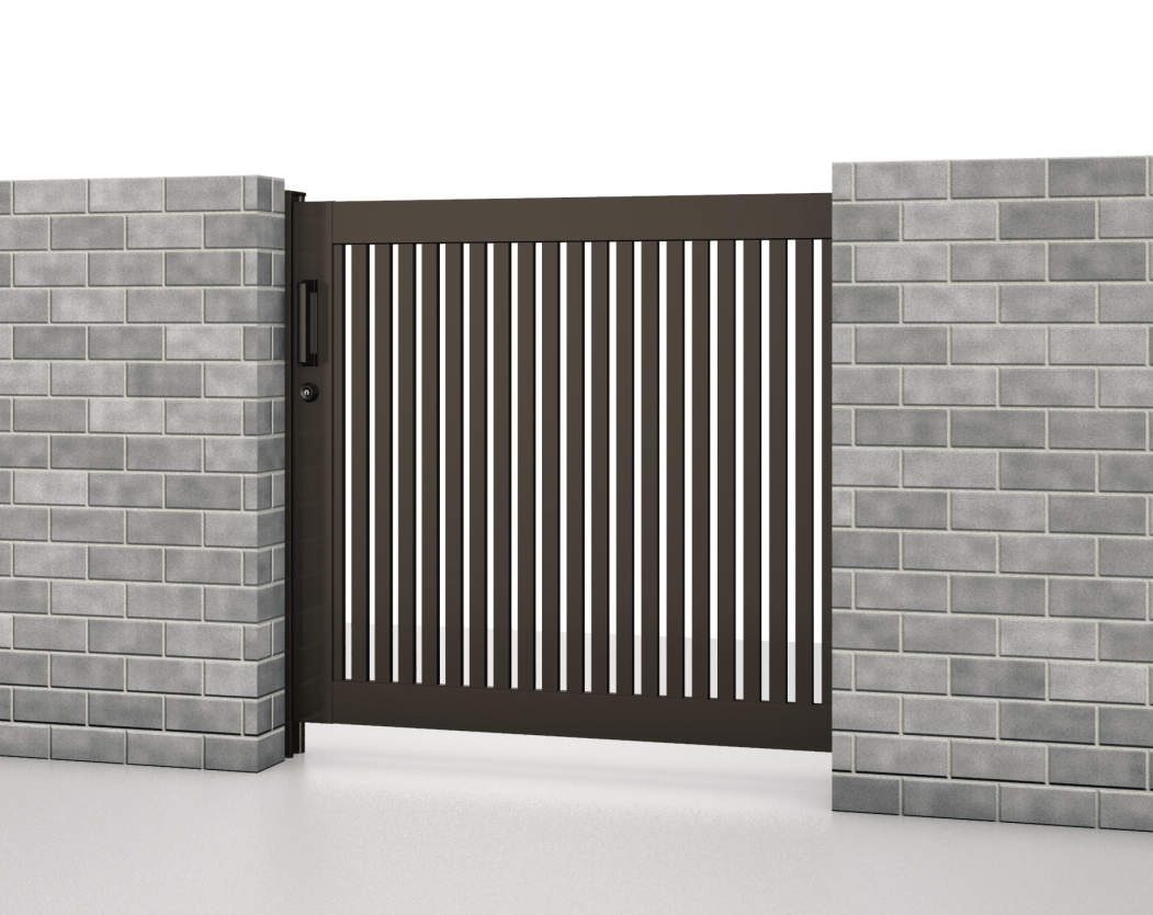 ダークブロンズ（BD）　三協アルミ　門まわり　モダン　おしゃれ　エクステリア　愛知・名古屋の外構専門店パートナーホームのエクステリア　製品一覧　スライド門扉　レナード　|パートナーホーム