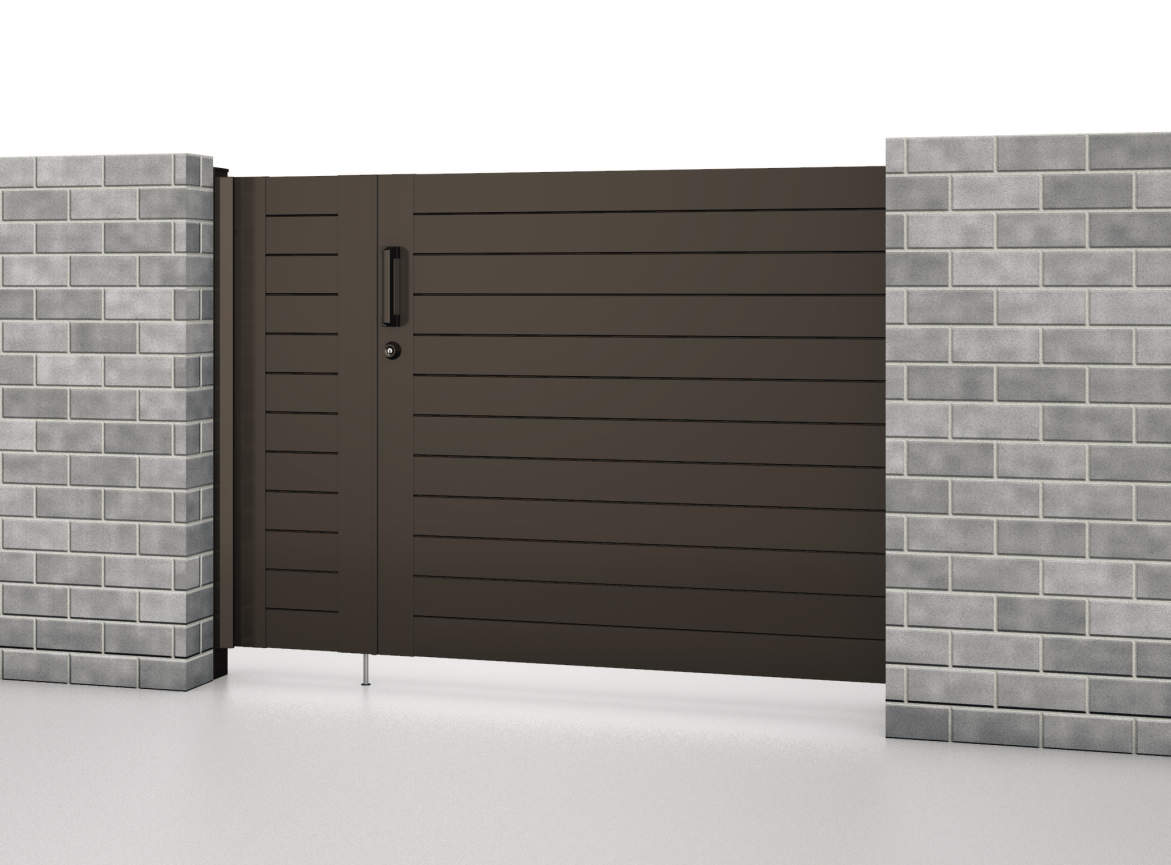 ダークブロンズ（BD）　三協アルミ　門まわり　モダン　おしゃれ　エクステリア　愛知・名古屋の外構専門店パートナーホームのエクステリア　製品一覧　スライド門扉　レナード　|パートナーホーム