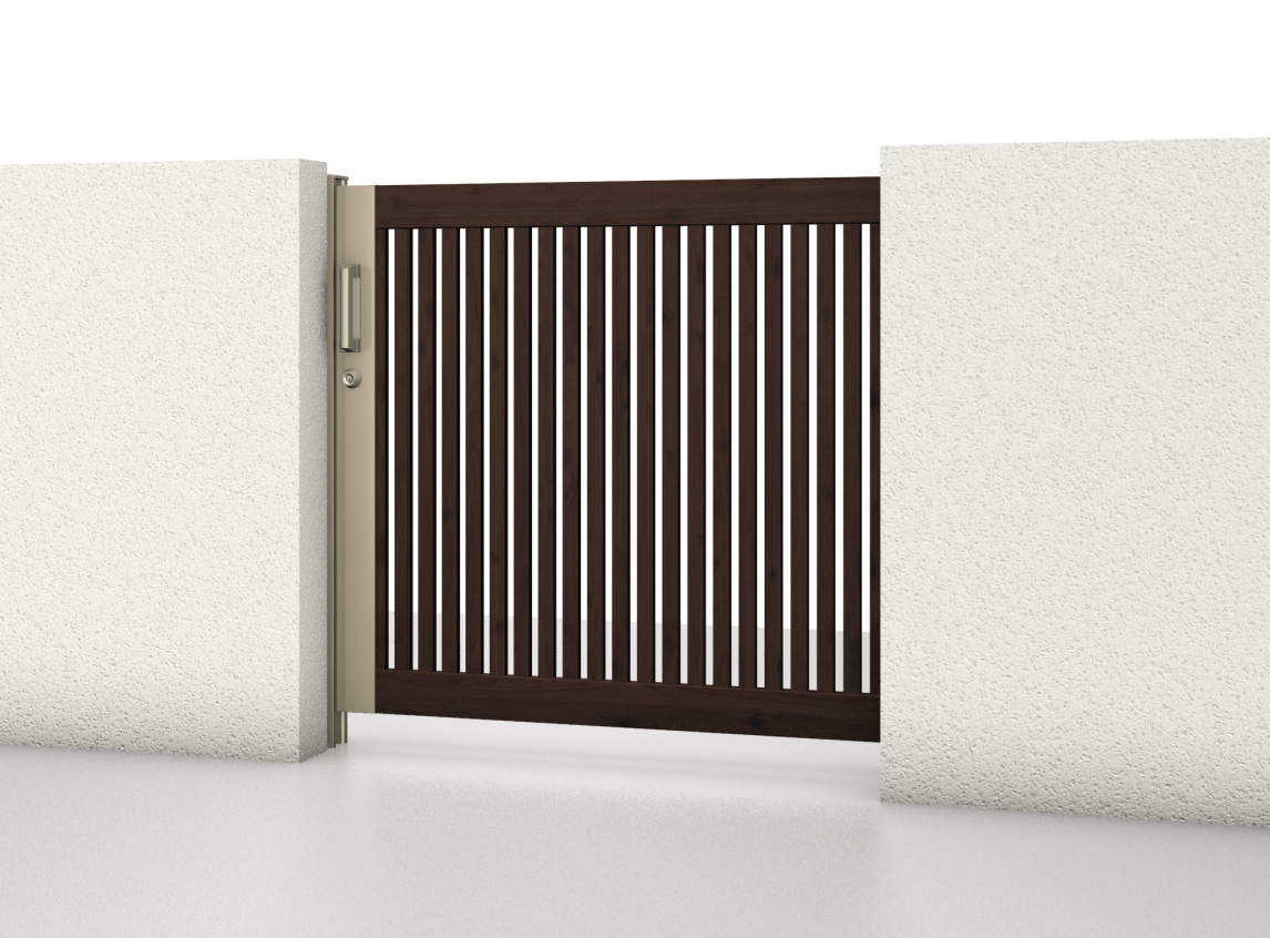 トラッドオーク・アーバングレー（FAU）　三協アルミ　門まわり　モダン　おしゃれ　エクステリア　愛知・名古屋の外構専門店パートナーホームのエクステリア　製品一覧　スライド門扉　レナード　|パートナーホーム