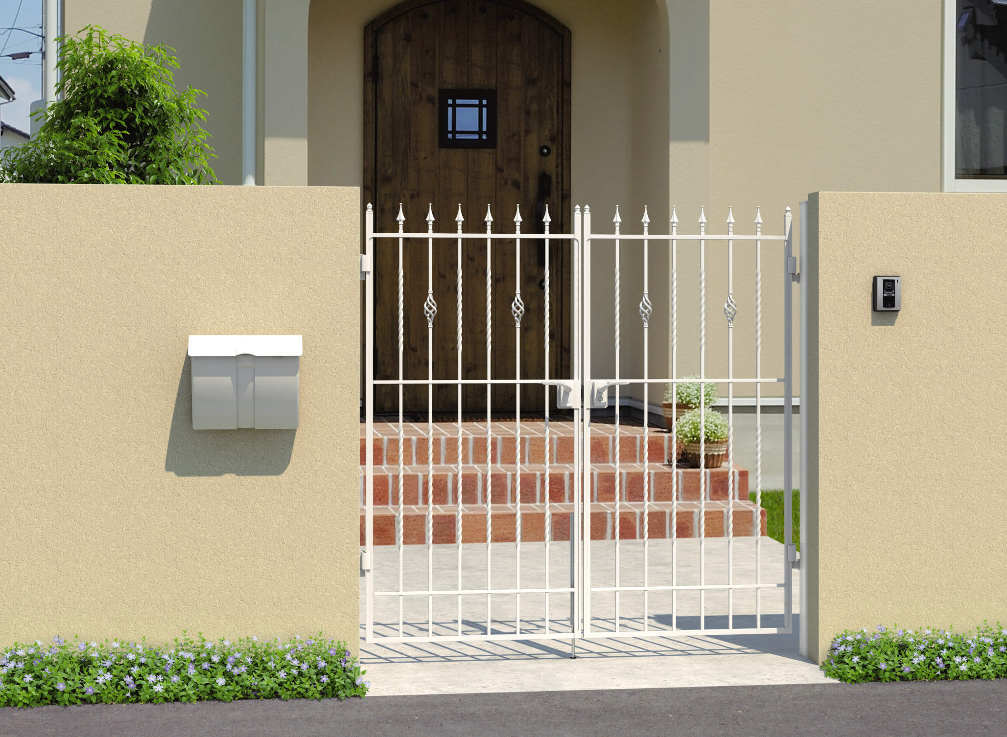 1型 アートブラック／打掛け錠／0712　三協アルミ　門まわり　モダン　おしゃれ　エクステリア　愛知・名古屋の外構専門店パートナーホームのエクステリア　製品一覧　鋳物門扉　キャスタイル　1型|パートナーホーム