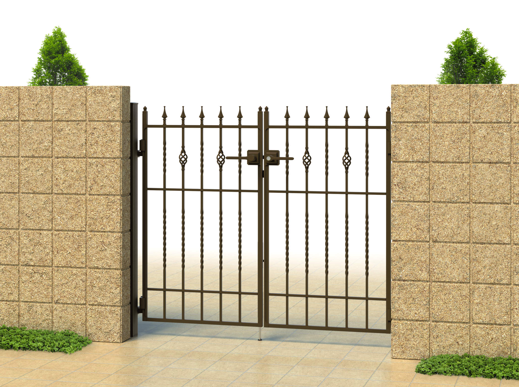 アートブラウン（ABN）　三協アルミ　門まわり　モダン　おしゃれ　エクステリア　愛知・名古屋の外構専門店パートナーホームのエクステリア　製品一覧　鋳物門扉　キャスタイル　1型|パートナーホーム