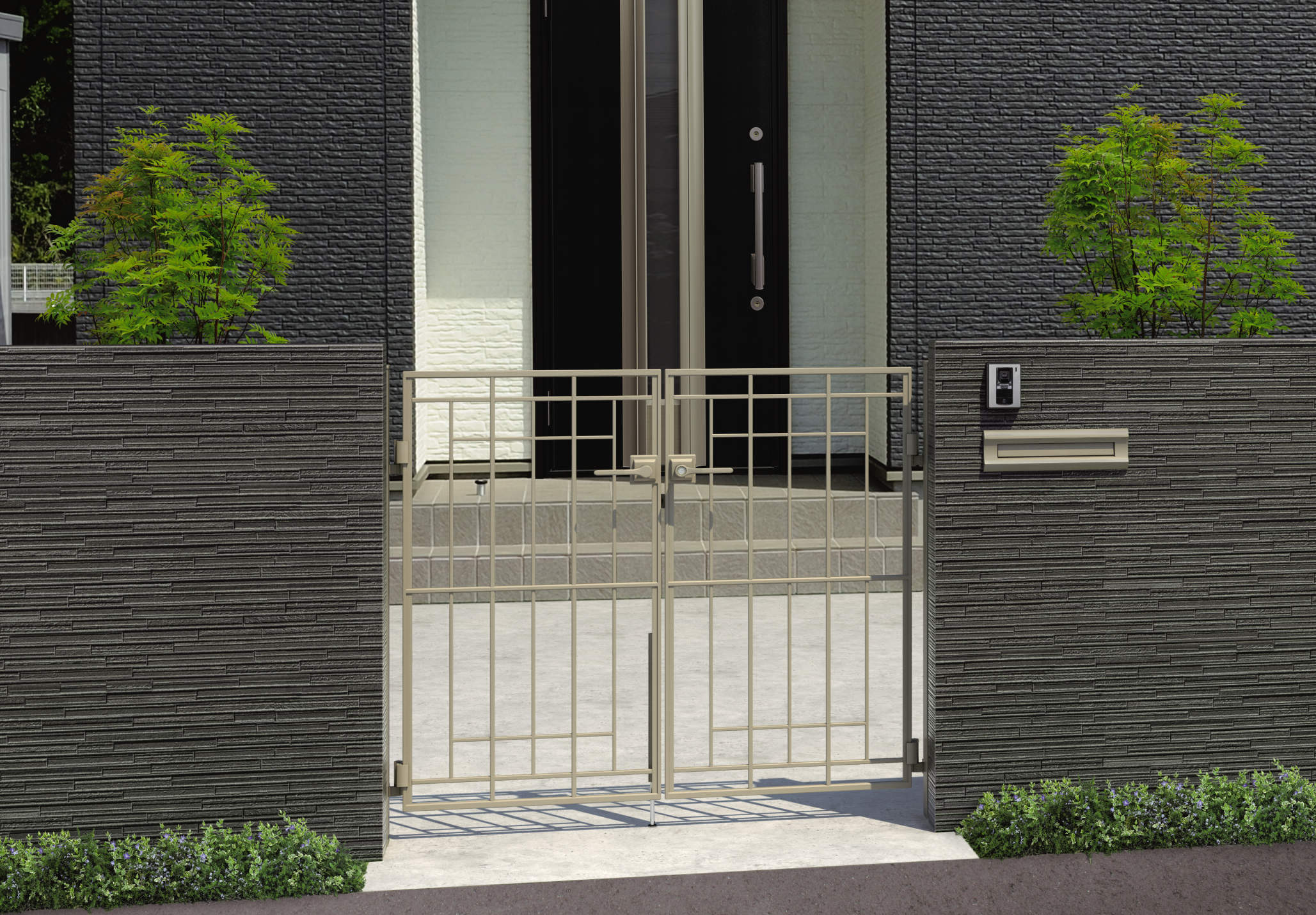 アーバングレー／打掛け錠／0712　三協アルミ　門まわり　モダン　おしゃれ　エクステリア　愛知・名古屋の外構専門店パートナーホームのエクステリア　製品一覧　鋳物門扉　キャスタイル　2型|パートナーホーム