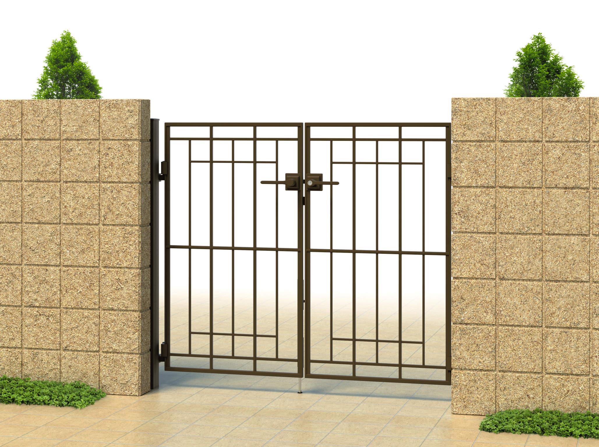 アートブラウン（ABN）　三協アルミ　門まわり　モダン　おしゃれ　エクステリア　愛知・名古屋の外構専門店パートナーホームのエクステリア　製品一覧　鋳物門扉　キャスタイル　2型|パートナーホーム