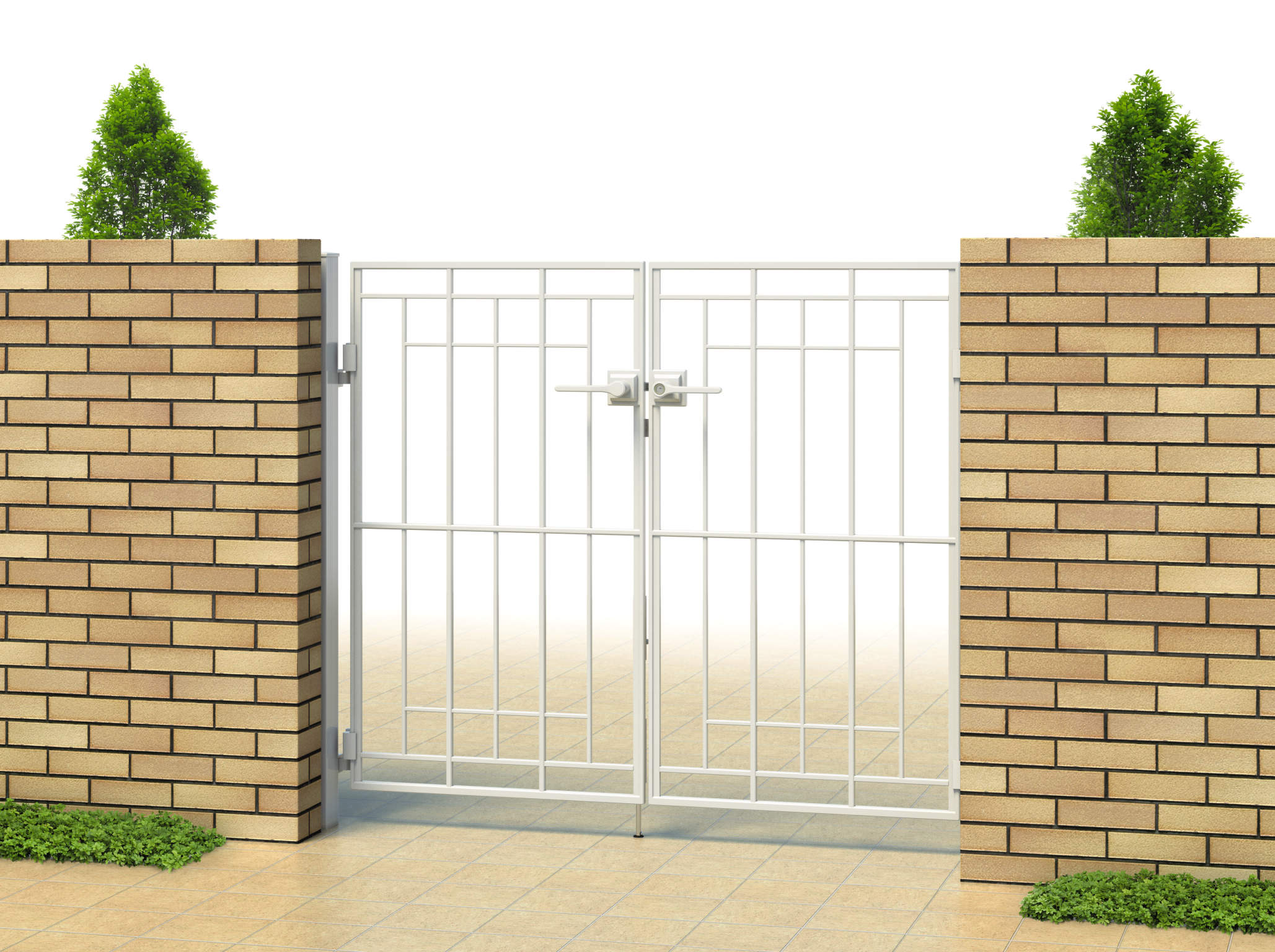 ホワイト（WH）　三協アルミ　門まわり　モダン　おしゃれ　エクステリア　愛知・名古屋の外構専門店パートナーホームのエクステリア　製品一覧　鋳物門扉　キャスタイル　2型|パートナーホーム