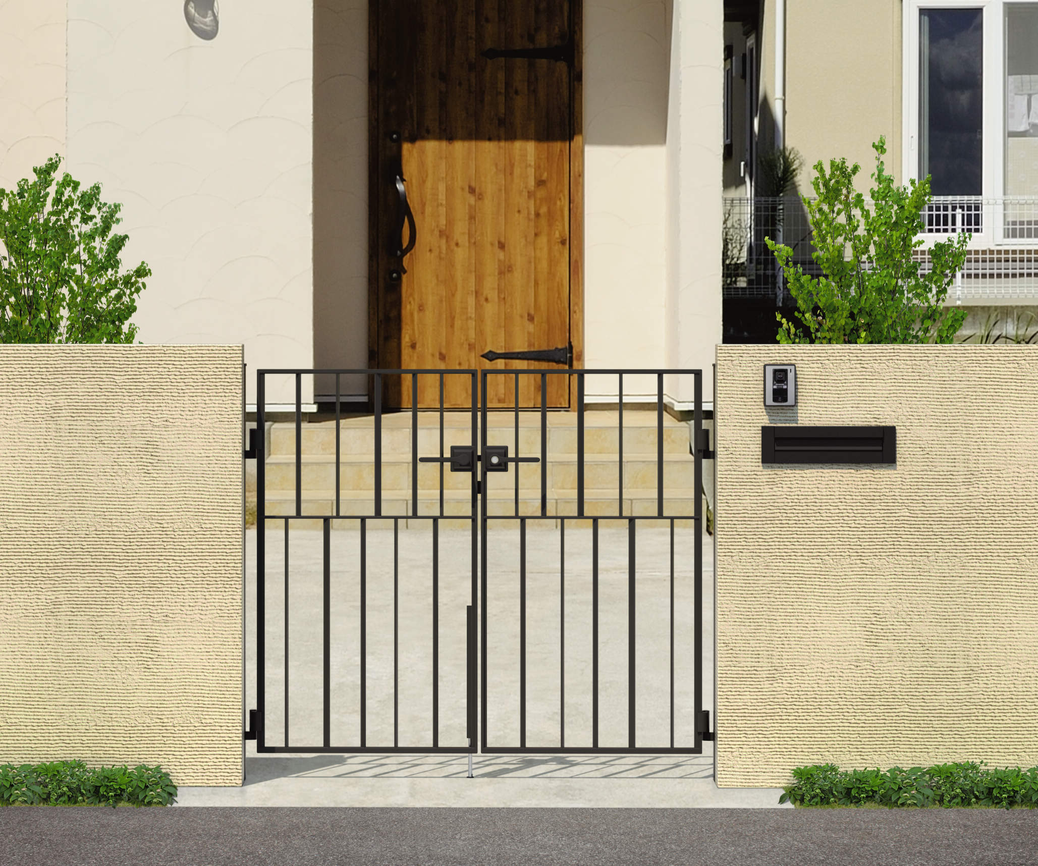 アートブラック／打掛け錠／0712　三協アルミ　門まわり　モダン　おしゃれ　エクステリア　愛知・名古屋の外構専門店パートナーホームのエクステリア　製品一覧　鋳物門扉　キャスタイル　3型|パートナーホーム