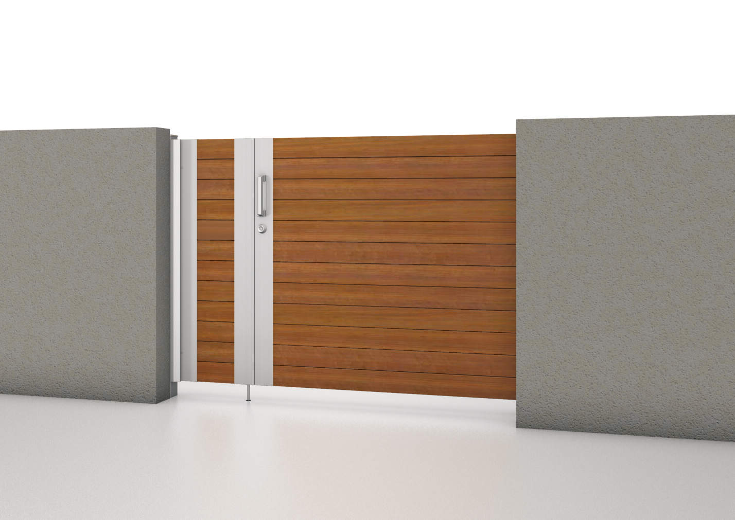 クラフトチェリー・サンシルバー（YCL）　SRN-M5　三協アルミ　門まわり　モダン　おしゃれ　エクステリア　愛知・名古屋の外構専門店パートナーホームのエクステリア　製品一覧　スライド門扉　レナード　|パートナーホーム