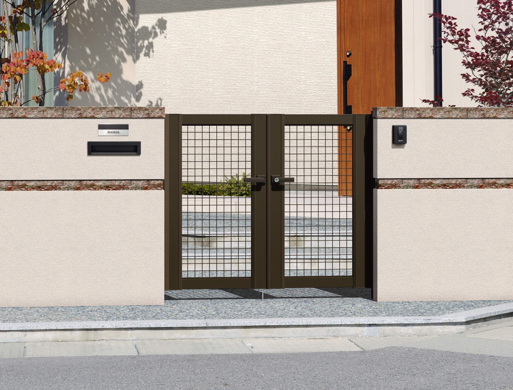 0712/すき間ガード（吊元側）/ダークブロンズ（BD）　三協アルミ　門扉　モダン　おしゃれ　エクステリア　愛知・名古屋の外構専門店パートナーホームのエクステリア　製品一覧　形材門扉　ニュータウンリード|パートナーホーム