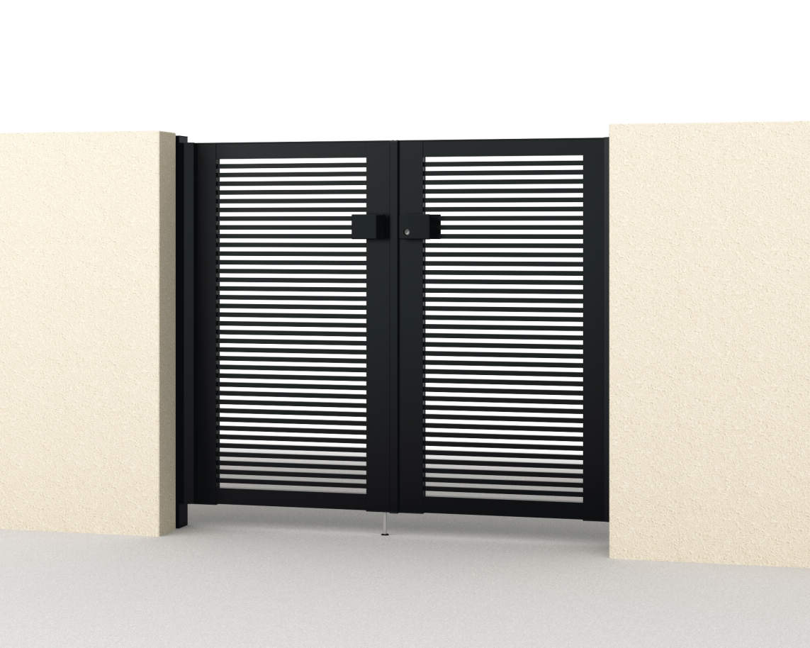 0712/すき間ガード（吊元側）/ブラック（KC）　三協アルミ　門扉　モダン　おしゃれ　エクステリア　愛知・名古屋の外構専門店パートナーホームのエクステリア　製品一覧　形材門扉　レジリア　Y1型　|パートナーホーム