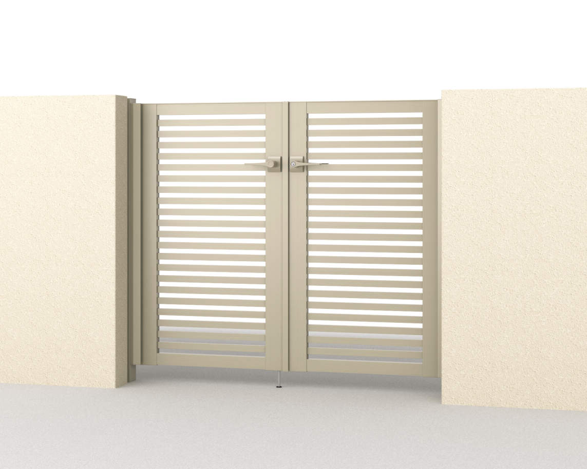 0712/すき間ガード（吊元側）/アーバングレー（UC）　三協アルミ　門扉　モダン　おしゃれ　エクステリア　愛知・名古屋の外構専門店パートナーホームのエクステリア　製品一覧　形材門扉　レジリア　Y2型（横太格子）|パートナーホーム