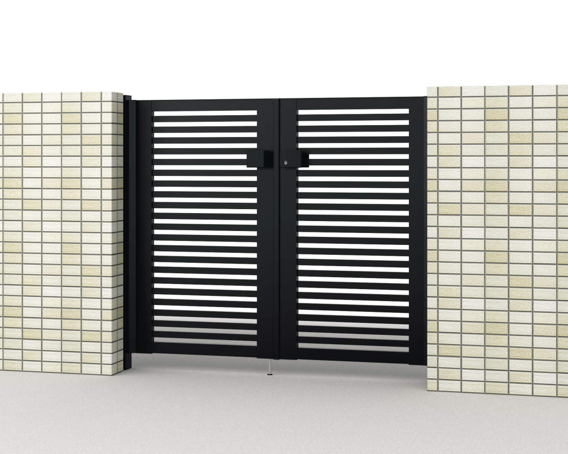 0712/すき間ガード（吊元側）/ブラック（KC）　三協アルミ　門扉　モダン　おしゃれ　エクステリア　愛知・名古屋の外構専門店パートナーホームのエクステリア　製品一覧　形材門扉　レジリア　Y2型（横太格子）|パートナーホーム