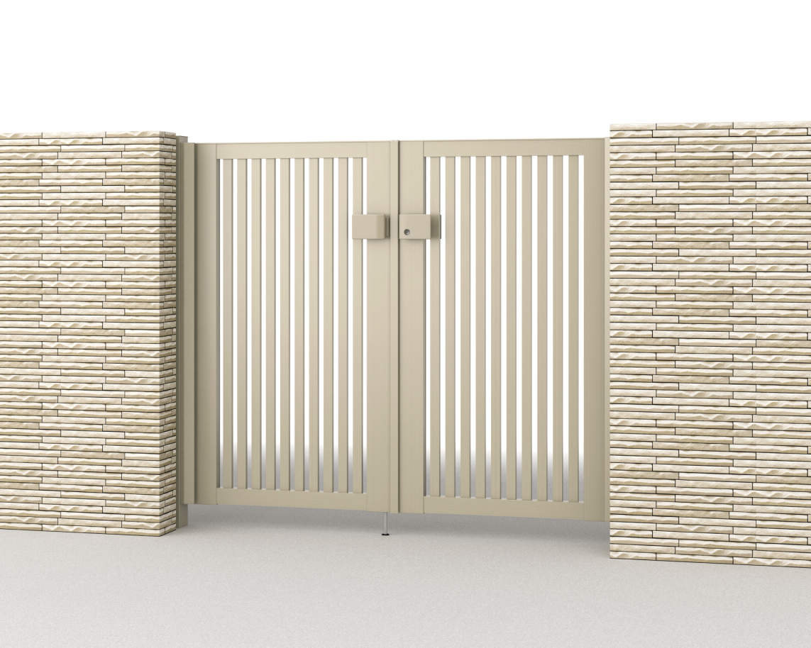 0712/すき間ガード（吊元側）/アーバングレー（UC）　三協アルミ　門扉　モダン　おしゃれ　エクステリア　愛知・名古屋の外構専門店パートナーホームのエクステリア　製品一覧　形材門扉　レジリア　T2型（たて太格子）|パートナーホーム