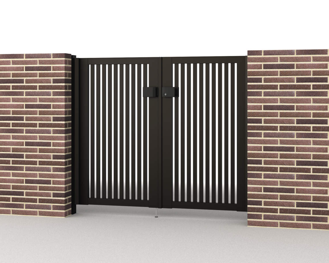 0712/すき間ガード（吊元側）/ダークブロンズ（BD）　三協アルミ　門扉　モダン　おしゃれ　エクステリア　愛知・名古屋の外構専門店パートナーホームのエクステリア　製品一覧　形材門扉　レジリア　T2型（たて太格子）|パートナーホーム