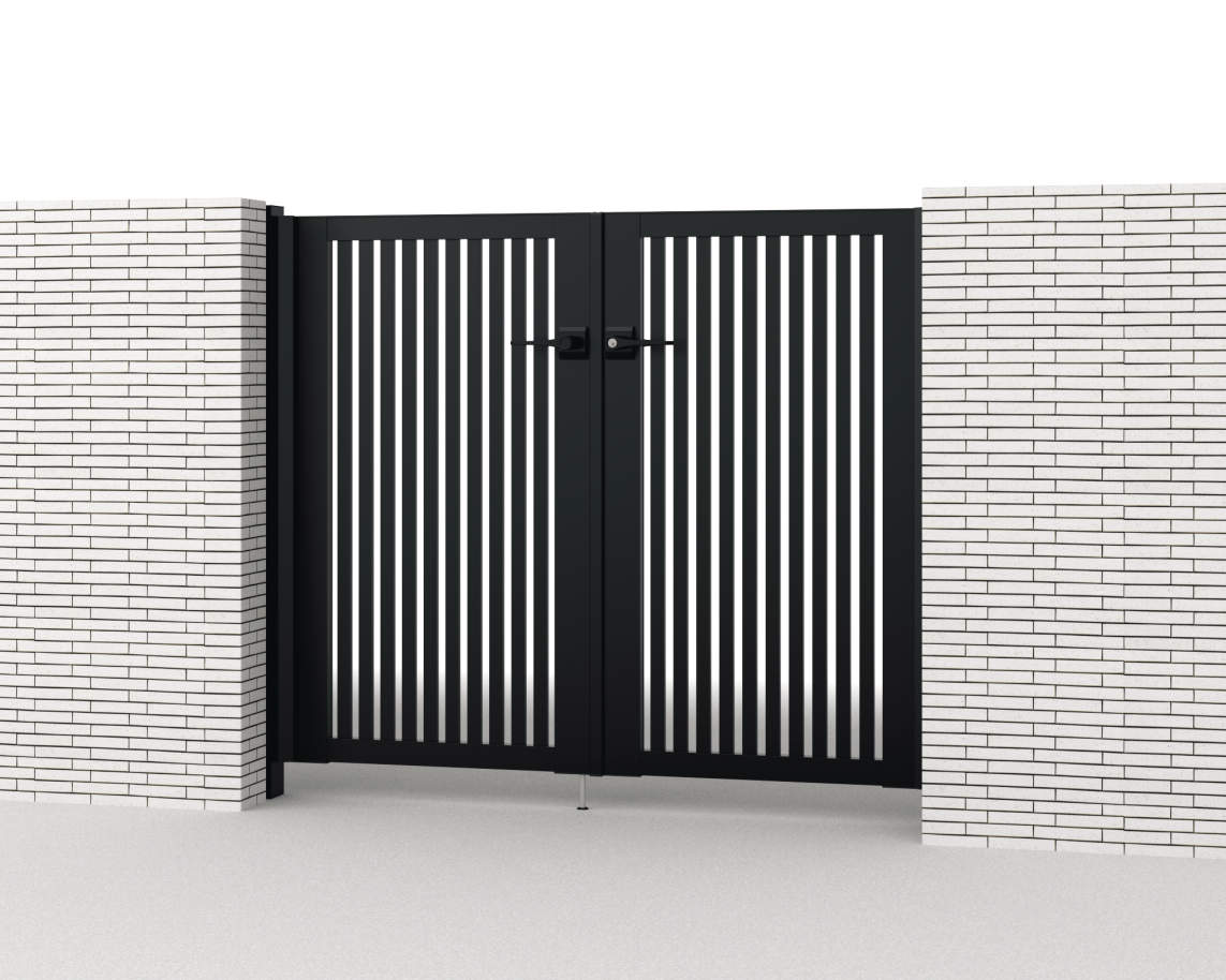 0712/すき間ガード（吊元側）/ブラック（KC）　三協アルミ　門扉　モダン　おしゃれ　エクステリア　愛知・名古屋の外構専門店パートナーホームのエクステリア　製品一覧　形材門扉　レジリア　T2型（たて太格子）|パートナーホーム