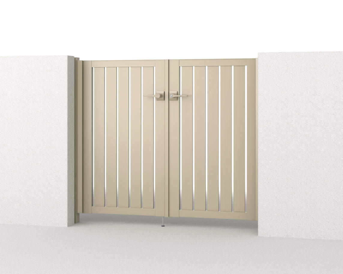 0712/すき間ガード（吊元側）/アーバングレー（UC）　三協アルミ　門扉　モダン　おしゃれ　エクステリア　愛知・名古屋の外構専門店パートナーホームのエクステリア　製品一覧　形材門扉　レジリア　T3型（たて板格子）|パートナーホーム