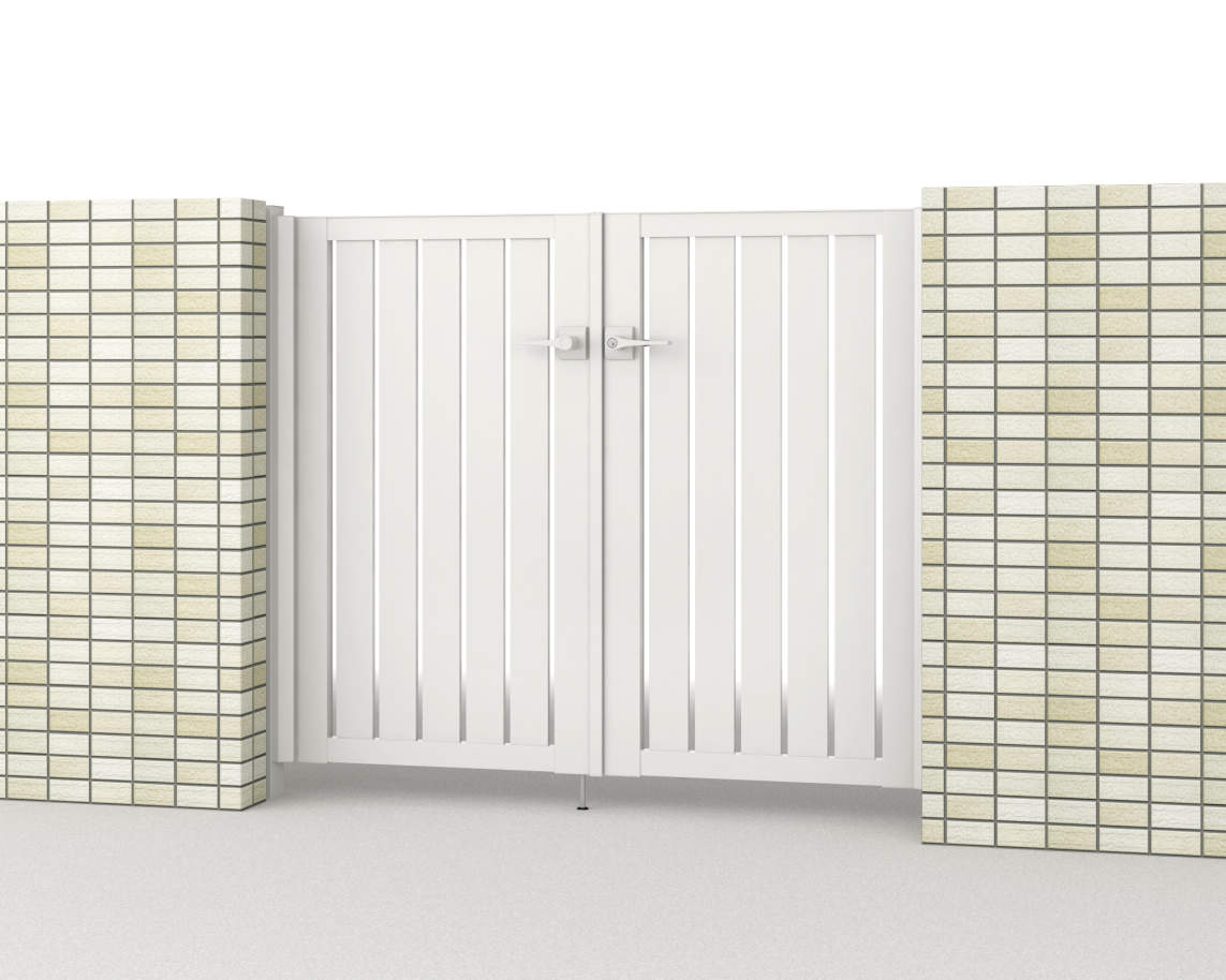 0712/すき間ガード（吊元側）/ホワイト（WH）　三協アルミ　門扉　モダン　おしゃれ　エクステリア　愛知・名古屋の外構専門店パートナーホームのエクステリア　製品一覧　形材門扉　レジリア　T3型（たて板格子）|パートナーホーム