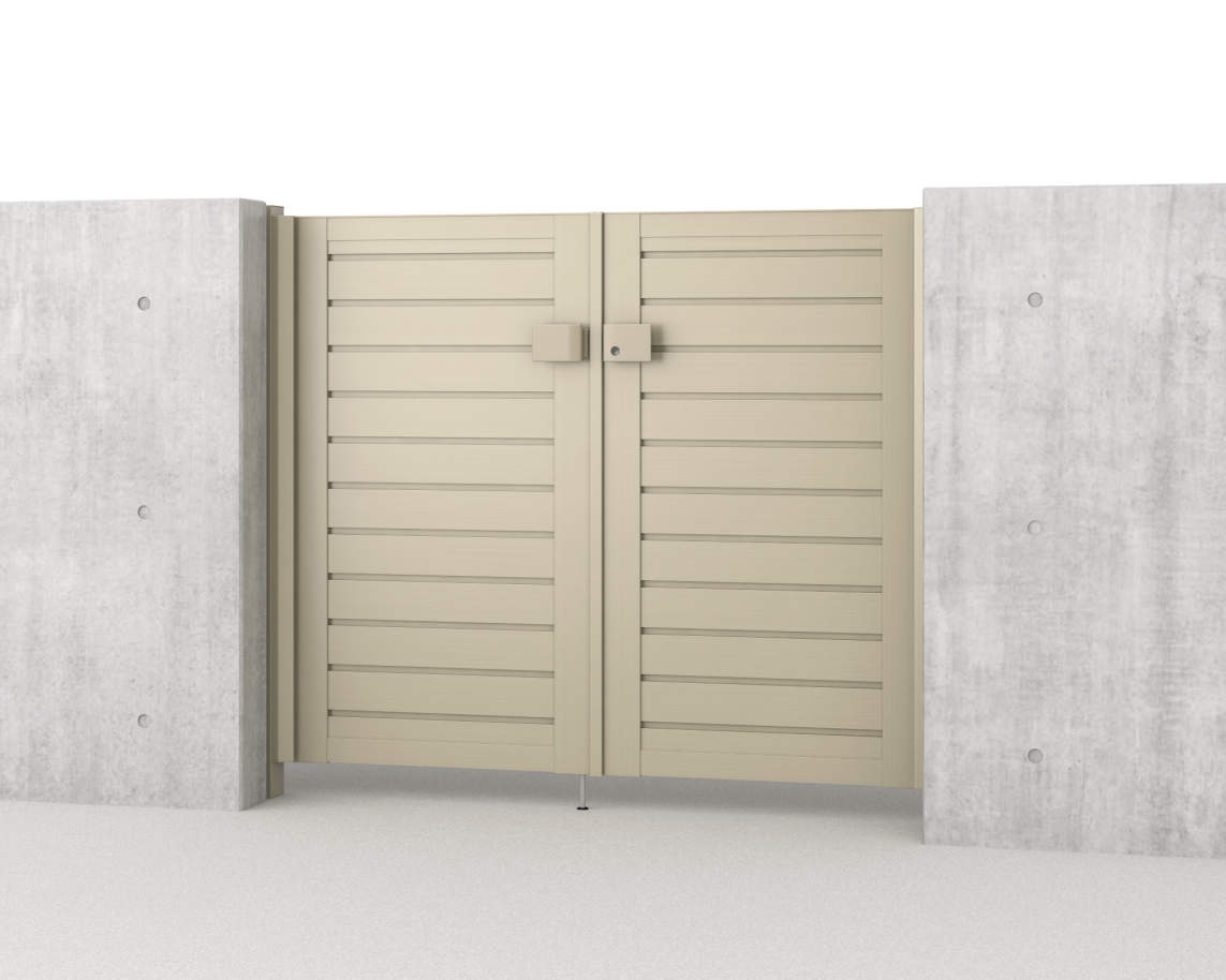 0712/すき間ガード（吊元側）/アーバングレー（UC）　三協アルミ　門扉　モダン　おしゃれ　エクステリア　愛知・名古屋の外構専門店パートナーホームのエクステリア　製品一覧　形材門扉　レジリア　YM型（横目隠し）|パートナーホーム