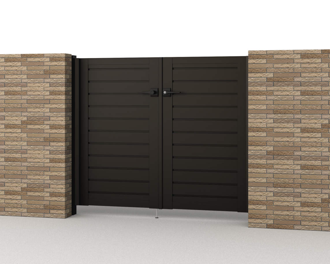 　0712/すき間ガード（吊元側）/ダークブロンズ（BD）三協アルミ　門扉　モダン　おしゃれ　エクステリア　愛知・名古屋の外構専門店パートナーホームのエクステリア　製品一覧　形材門扉　レジリア　YM型（横目隠し）|パートナーホーム