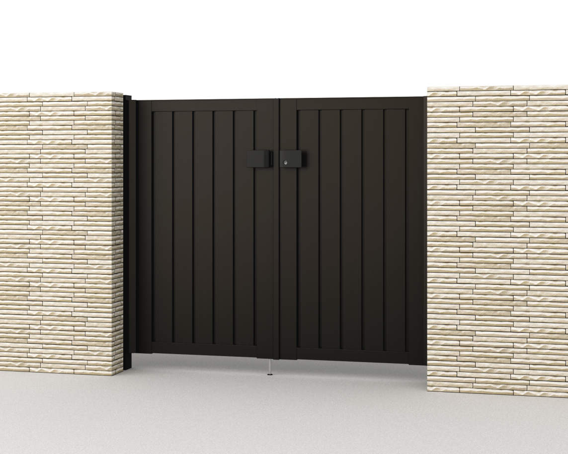 0712/すき間ガード（吊元側）/ダークブロンズ（BD）　三協アルミ　門扉　モダン　おしゃれ　エクステリア　愛知・名古屋の外構専門店パートナーホームのエクステリア　製品一覧　形材門扉　レジリア　TM型（たて目隠し）|パートナーホーム