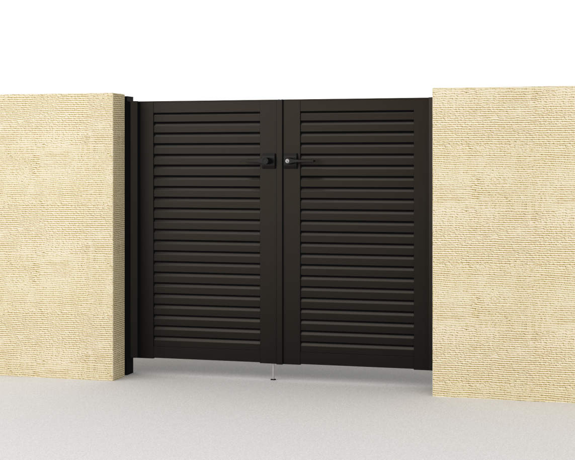 0712/すき間ガード（吊元側）/ダークブロンズ（BD）　三協アルミ　門扉　モダン　おしゃれ　エクステリア　愛知・名古屋の外構専門店パートナーホームのエクステリア　製品一覧　形材門扉　レジリア　YL型（横ルーバー）|パートナーホーム