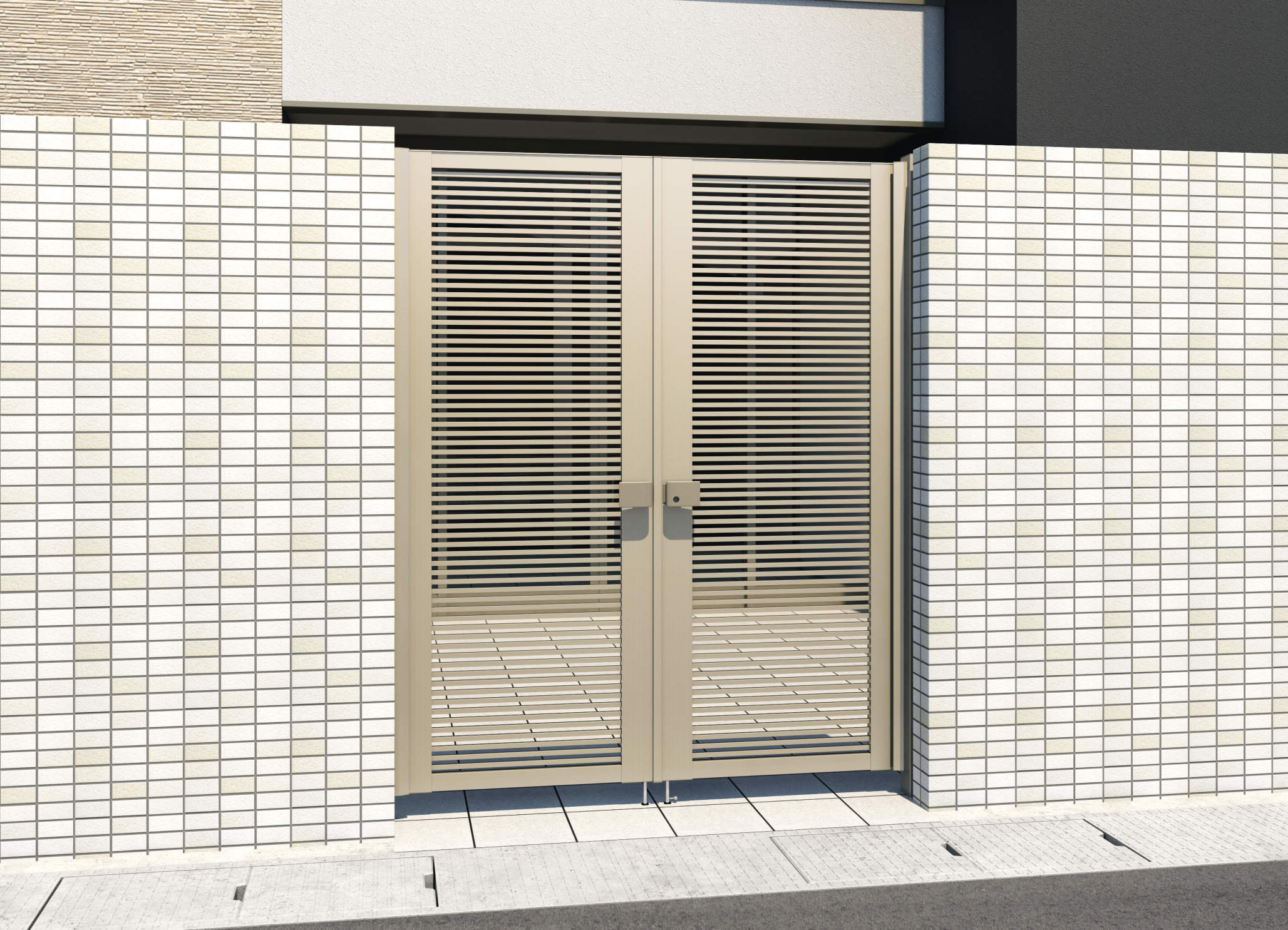 0820/すき間ガード（吊元側）/アーバングレー（UC）　三協アルミ　門扉　モダン　おしゃれ　エクステリア　愛知・名古屋の外構専門店パートナーホームのエクステリア　製品一覧　形材門扉　レジリアハイタイプ　|パートナーホーム