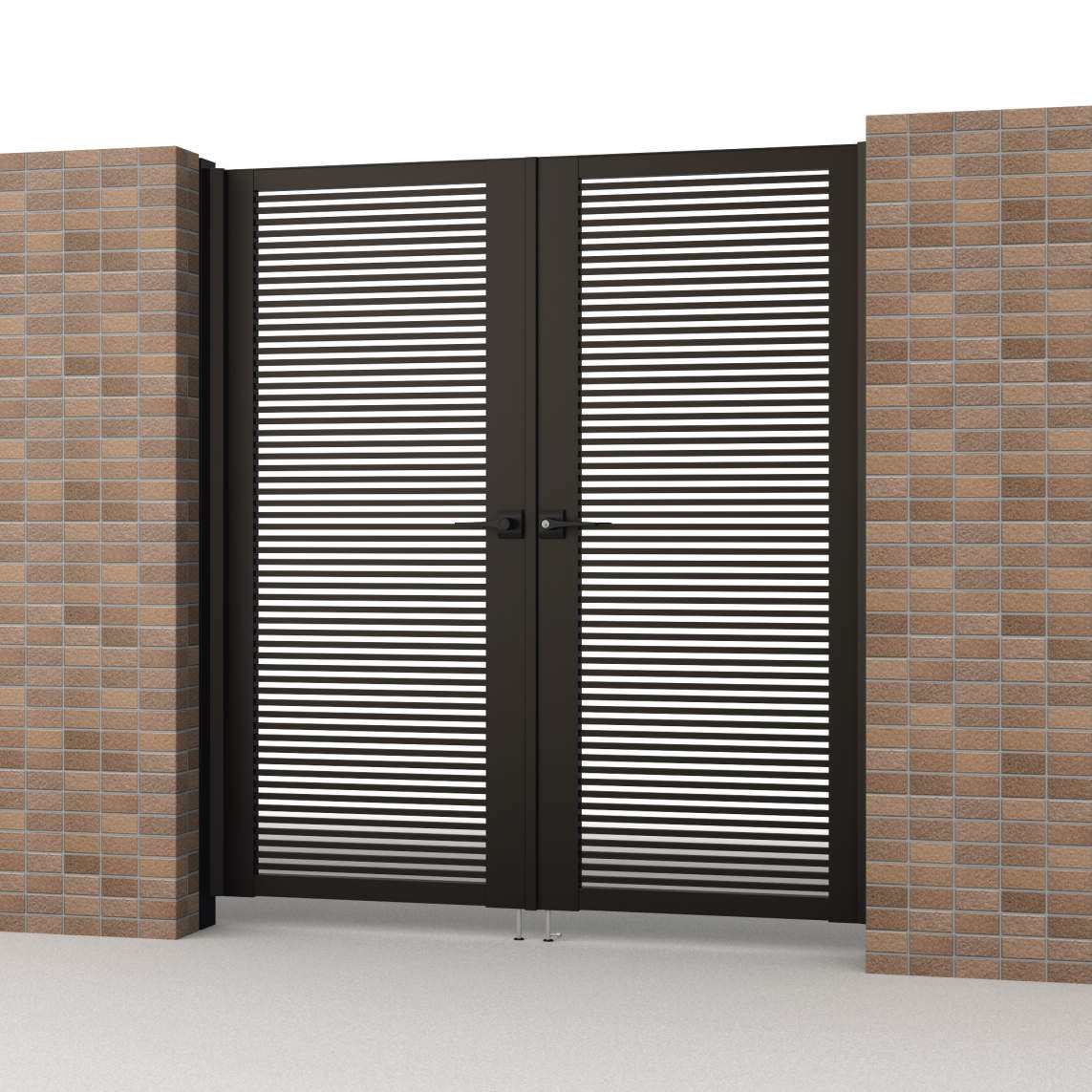 三協アルミ　門扉　モダン　おしゃれ　エクステリア　愛知・名古屋の外構専門店パートナーホームのエクステリア　製品一覧　形材門扉　レジリアハイタイプ　0818/すき間ガード（吊元側）/ダークブロンズ（BD）|パートナーホーム