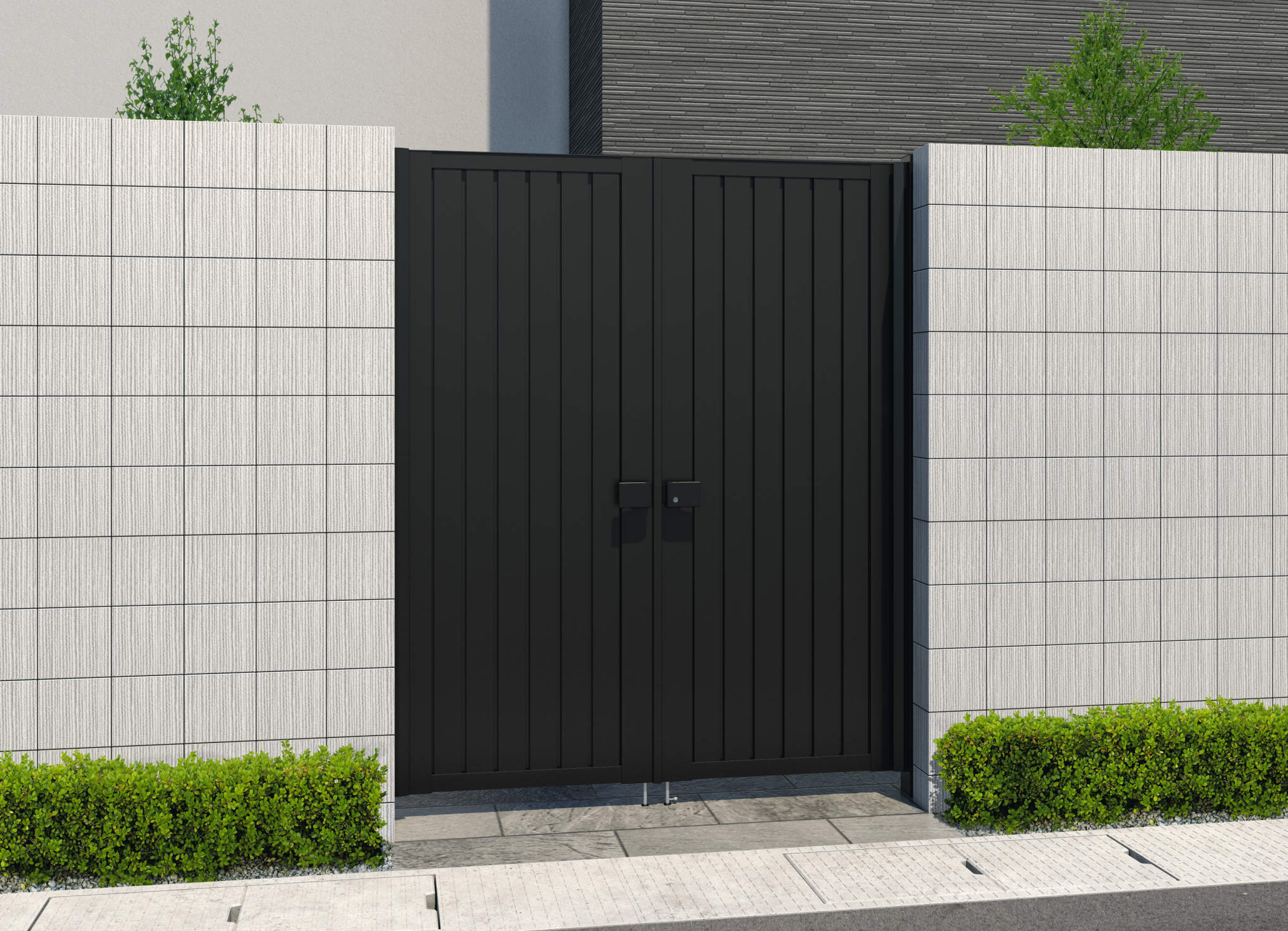 0820/すき間ガード（吊元側）/ブラック（KC）　三協アルミ　門扉　モダン　おしゃれ　エクステリア　愛知・名古屋の外構専門店パートナーホームのエクステリア　製品一覧　形材門扉　レジリアハイタイプ　TMH型|パートナーホーム