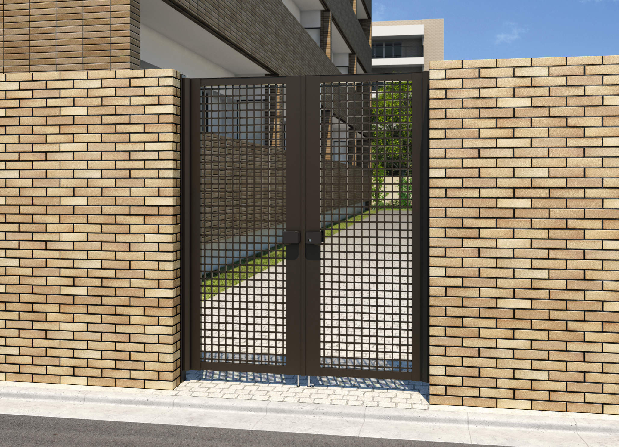 0820/すき間ガード（吊元側）/ダークブロンズ（BD）　三協アルミ　門扉　モダン　おしゃれ　エクステリア　愛知・名古屋の外構専門店パートナーホームのエクステリア　製品一覧　形材門扉　レジリアハイタイプ　TYH型|パートナーホーム