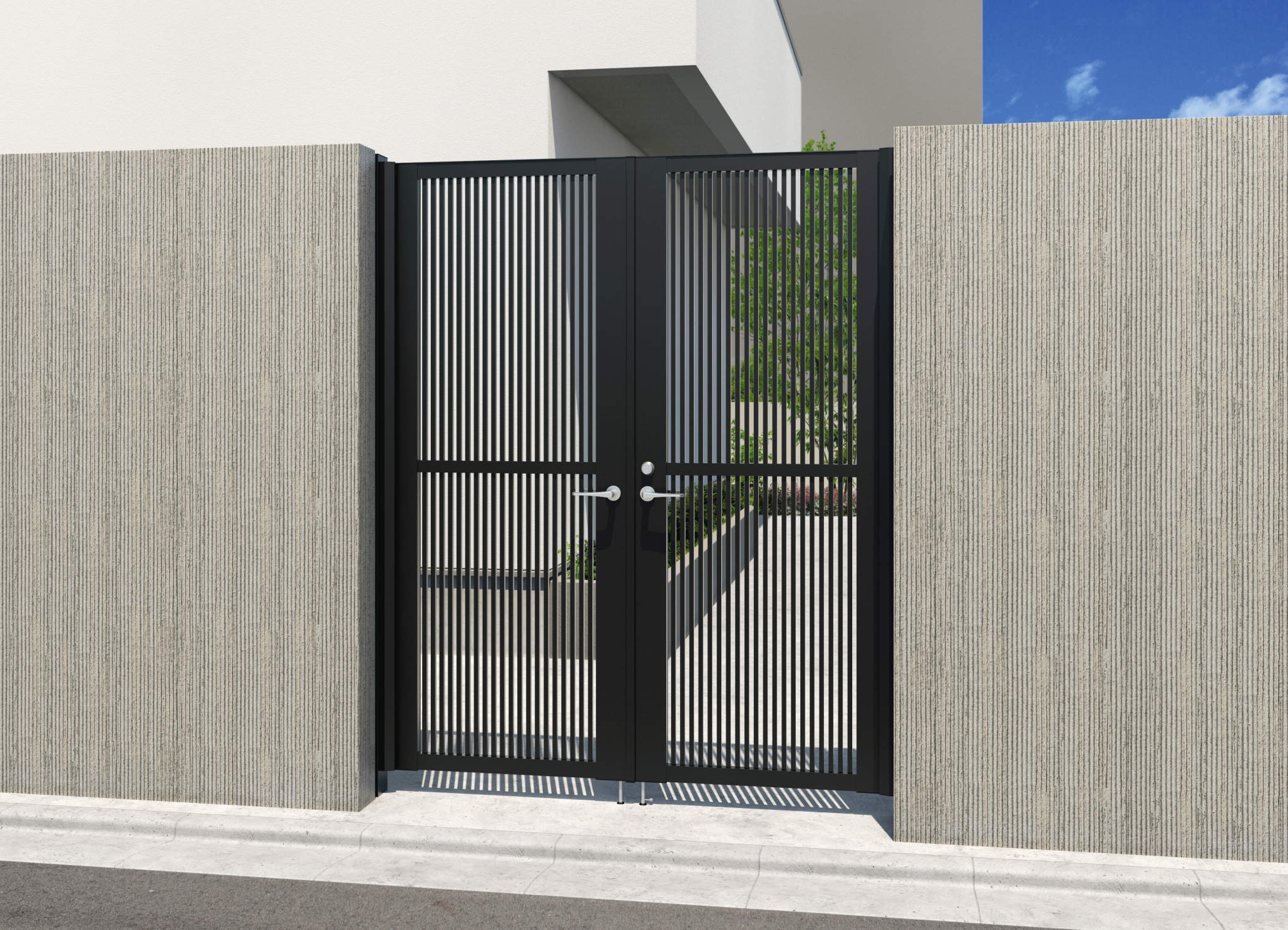 T1HM型　0820/すき間ガード（吊元側）/ブラック（KC）　三協アルミ　門扉　モダン　おしゃれ　エクステリア　愛知・名古屋の外構専門店パートナーホームのエクステリア　製品一覧　形材門扉　レジリアハイタイプ　|パートナーホーム