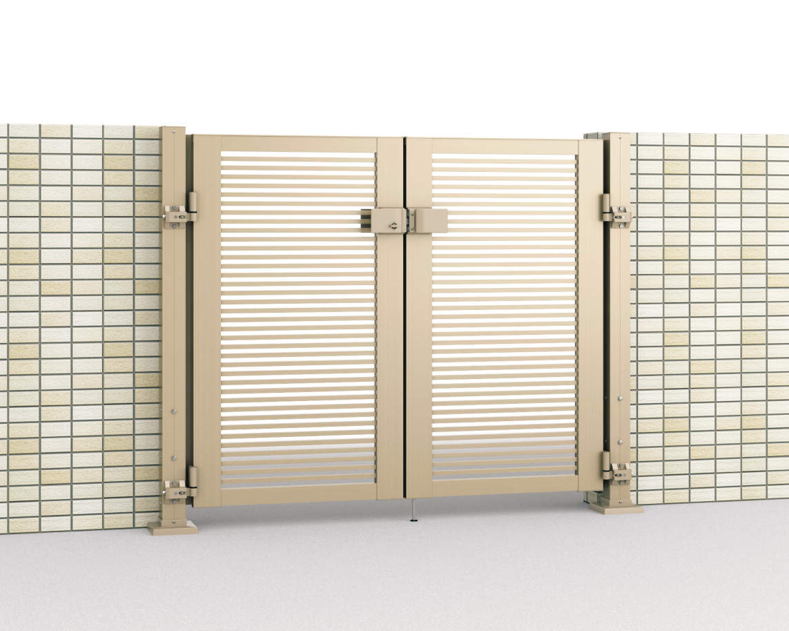 三協アルミ　門扉　モダン　おしゃれ　エクステリア　愛知・名古屋の外構専門店パートナーホームのエクステリア　製品一覧　形材門扉　レジリア　Y1型　（ベースプレートタイプ）　アーバングレー（UC）|パートナーホーム