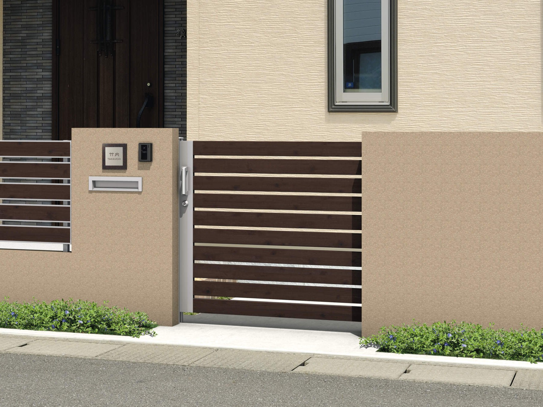 三協アルミ　スライド門扉　レナード　３型・M３型【外構エクステリア商品】|サムネイル　SRN-M3　三協アルミ　門まわり　モダン　おしゃれ　エクステリア　愛知・名古屋の外構専門店パートナーホームのエクステリア　製品一覧　スライド門扉　レナード　|パートナーホーム