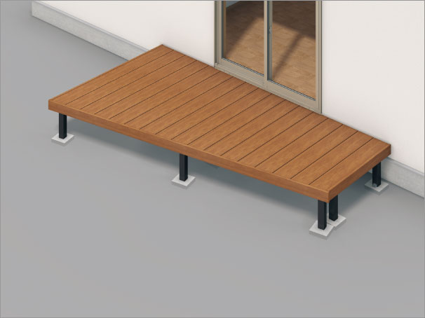 台形納まり　三協アルミ　庭まわり　デッキ　ガーデンフロア　濡縁　モダン　おしゃれ　エクステリア　愛知・名古屋の外構専門店パートナーホームのエクステリア　製品一覧　人工木デッキ　ヴィラウッド　|パートナーホーム