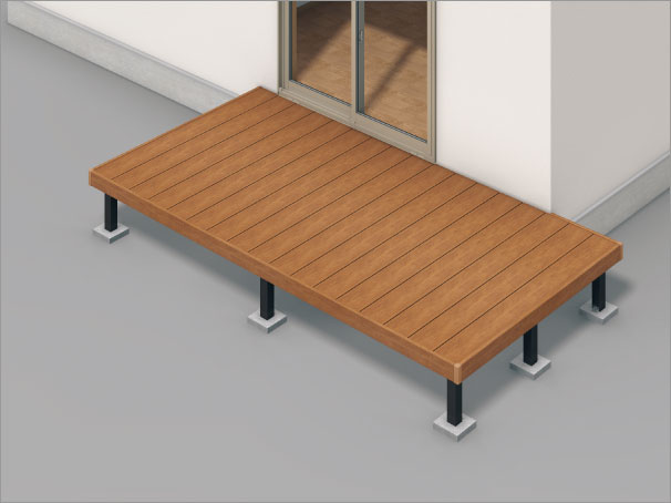 張り出し納まり　三協アルミ　庭まわり　デッキ　ガーデンフロア　濡縁　モダン　おしゃれ　エクステリア　愛知・名古屋の外構専門店パートナーホームのエクステリア　製品一覧　人工木デッキ　ヴィラウッド　|パートナーホーム