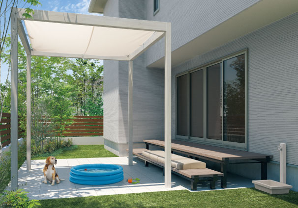 人工芝　三協アルミ　庭まわり　デッキ　ガーデンフロア　濡縁　モダン　おしゃれ　エクステリア　愛知・名古屋の外構専門店パートナーホームのエクステリア　製品一覧　人工木デッキ　ヴィラウッド　|パートナーホーム