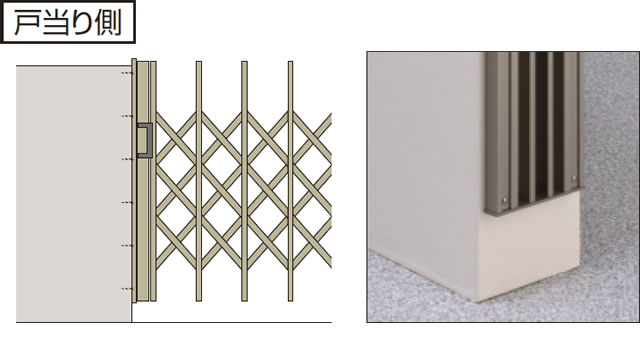 直付け金具納まり（戸当り側） 戸当り側門柱を埋め込まずに壁面へ取り付けできます。 ●アンカーの強度が確保できない壁面には取り付けできません。直付け金具納まり（戸当り側） 戸当り側門柱を埋め込まずに壁面へ取り付けできます。 ●アンカーの強度が確保できない壁面には取り付けできません。　三協アルミ　門まわり　モダン　おしゃれ　エクステリア　愛知・名古屋の外構専門店パートナーホームのエクステリア　製品一覧　伸縮門扉　エアリーナⅡ　ミニタイプ|パートナーホーム