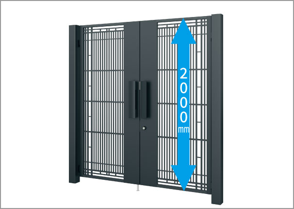 サイズ ハイグレードな外構にふさわしいサイズ設定。 H=2000のハイサイズも用意しています。 ※W=1150の場合、H=2000の設定はありません。　三協アルミ　門まわり　モダン　おしゃれ　エクステリア　愛知・名古屋の外構専門店パートナーホームのエクステリア　製品一覧　鋳物門扉　ジオグランテ|パートナーホーム
