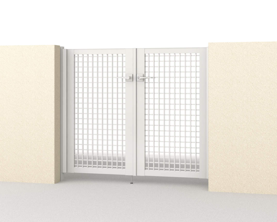 0712/すき間ガード（吊元側）/ホワイト（WH）　三協アルミ　門扉　モダン　おしゃれ　エクステリア　愛知・名古屋の外構専門店パートナーホームのエクステリア　製品一覧　形材門扉　レジリア　TY型（マス格子）|パートナーホーム