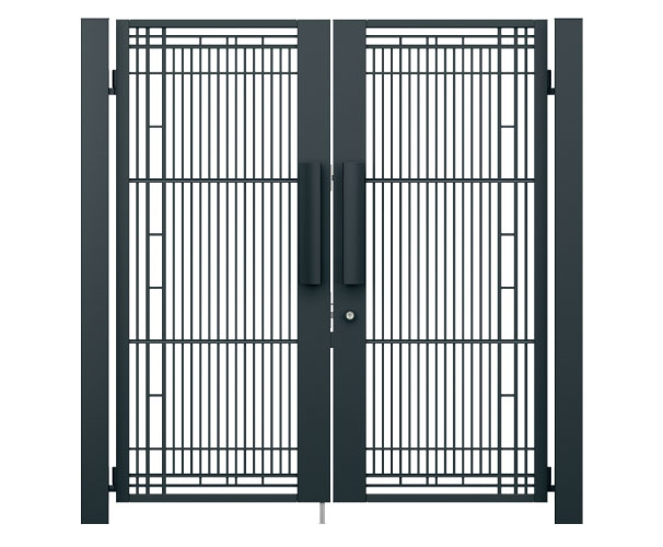 1型 造り込まれた表情が外構を引き締める、重厚な構えのたて格子意匠。　三協アルミ　門まわり　モダン　おしゃれ　エクステリア　愛知・名古屋の外構専門店パートナーホームのエクステリア　製品一覧　鋳物門扉　ジオグランテ|パートナーホーム