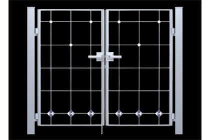 1型　門扉取り付け用タイル取り付け例　三協アルミ　門まわり　モダン　おしゃれ　エクステリア　愛知・名古屋の外構専門店パートナーホームのエクステリア　製品一覧　鋳物門扉　マイリッシュS|パートナーホーム