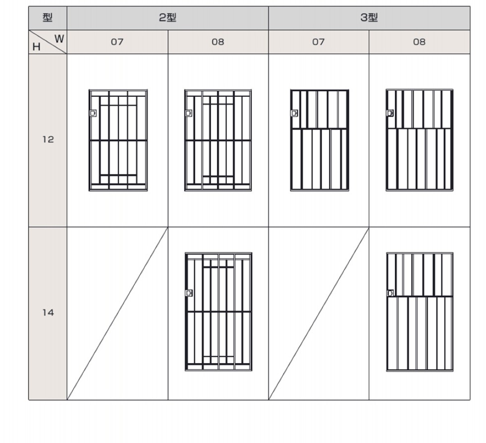 キャスタイル 姿図一覧 鋳物門扉は、商品サイズによりデザインが変わる場合がありますので、下記一覧でご確認ください。|パートナーホーム