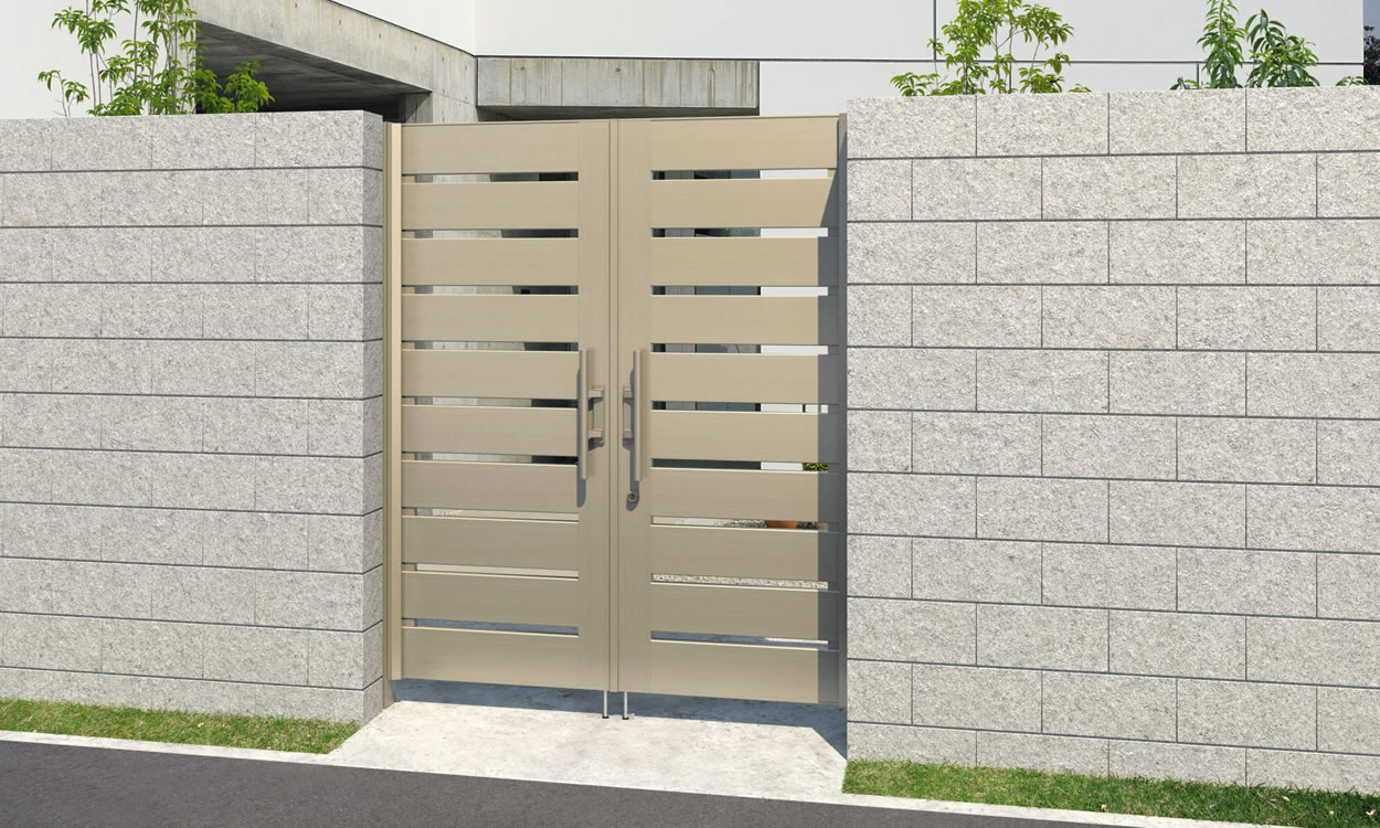 Y1H型 形材タイプ／アーバングレー／0820／すき間ガード（吊元側）　三協アルミ　門扉　モダン　おしゃれ　エクステリア　愛知・名古屋の外構専門店パートナーホームのエクステリア　製品一覧　形材門扉　フレイナハイタイプ　|パートナーホーム